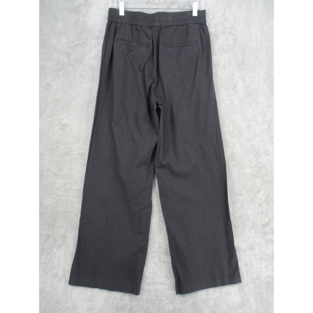 Michael Stars Pants Womens Medium Charcoal Linen Blend Wide Leg Pull On Pockets - Picture 2 of 11
